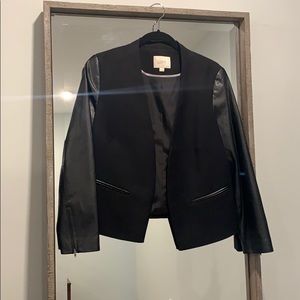 Loft Black Blazer with Leather Sleeves
